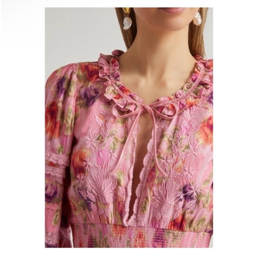 LoveShackFancy Pink Floral Mini Dress - Picture 8 of 16